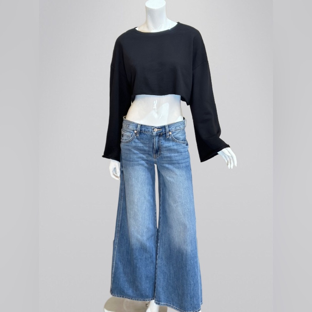 Retro Mid-Rise Wide Leg Bell Bottom Jeans